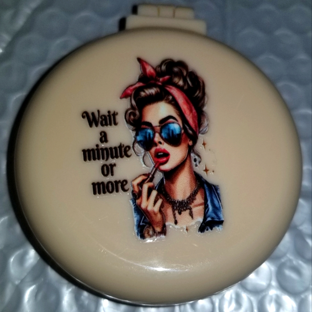 "Wait A Minute Or More" 2 In 1 Customized Mirror & Brush Combo